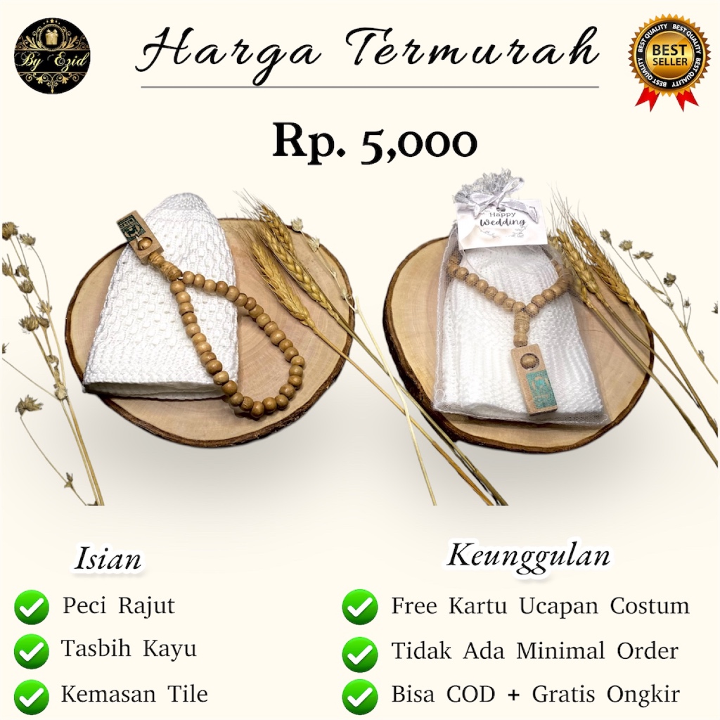 Hampers Souvenir Peci Tasbih Scrunchie Parcel Pengajian Pernikahan Selamatan Tahlilan Tahlil 40 100 