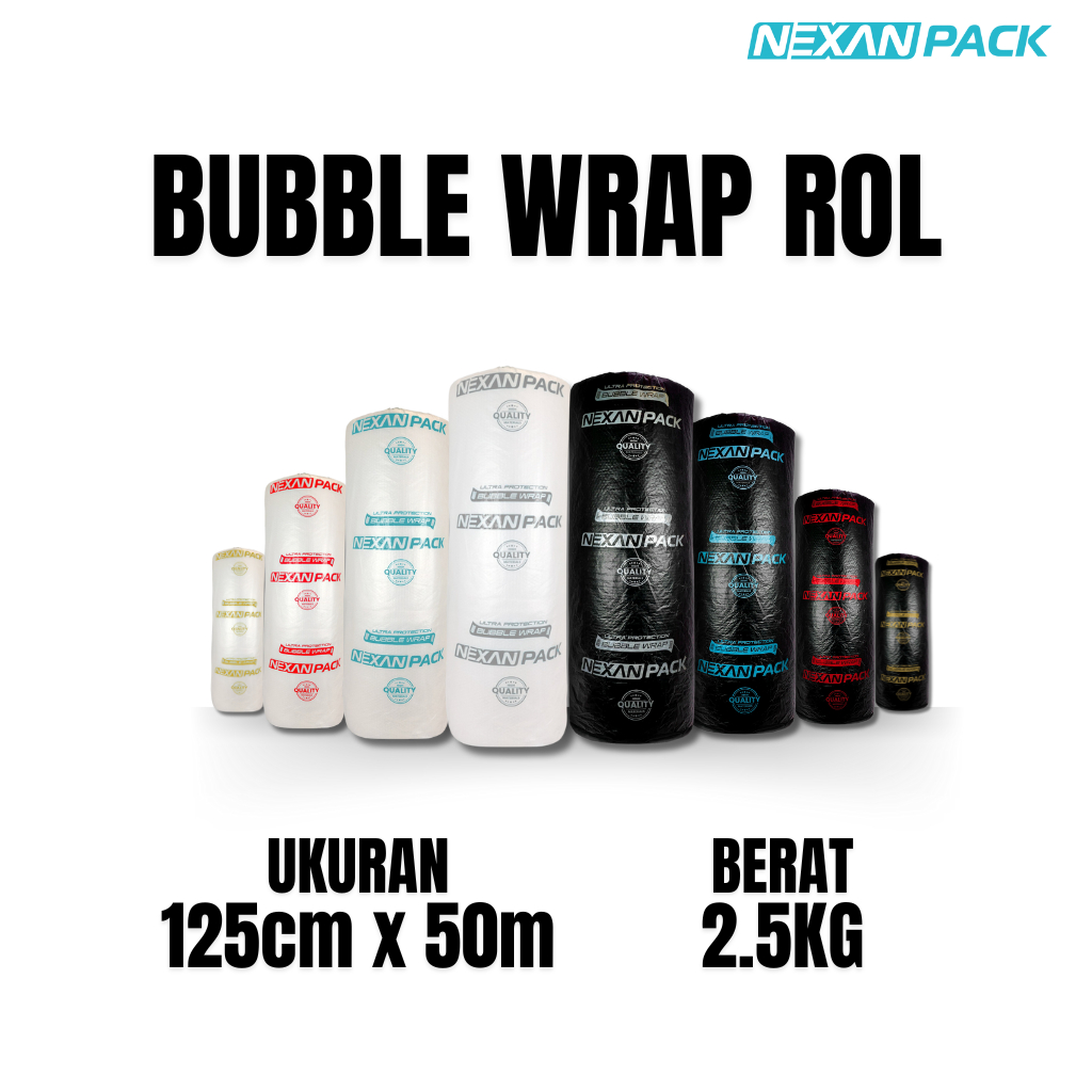 

PLASTIK BUBBLE WRAP ROL MERK NEXAN UKURAN 125CM X 50M BERAT 2.5KG