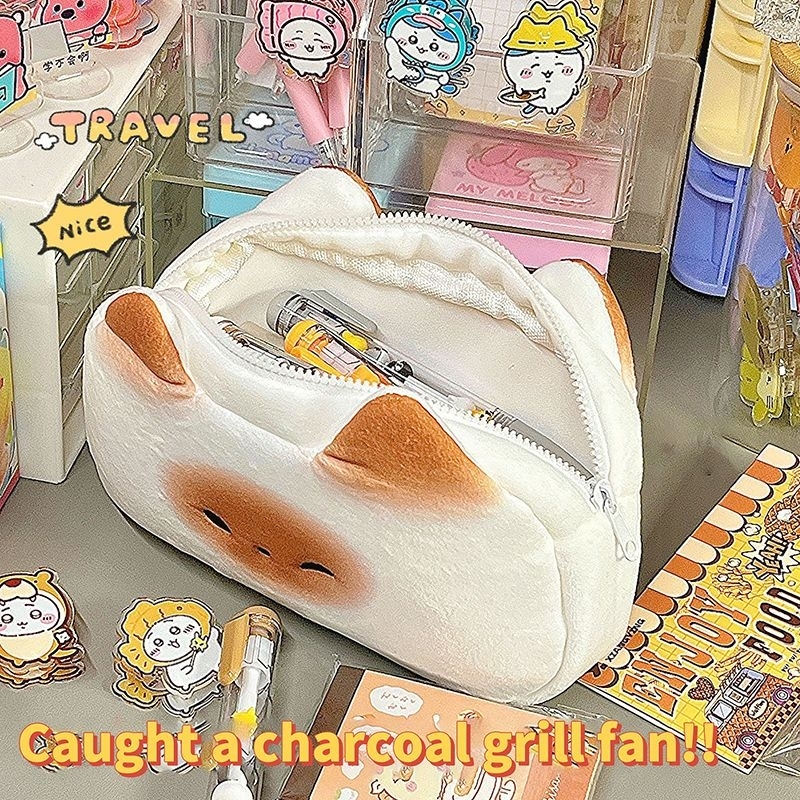 

Tempat pensil kucing kawaii plush pencil pen case bag kotak pensil lucu kapasitas besar