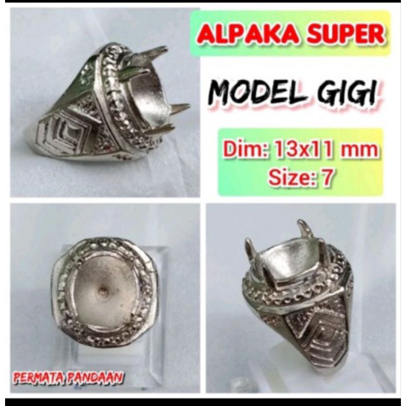 Emban batu akik dan permata kecil alpaka super model gigi.05