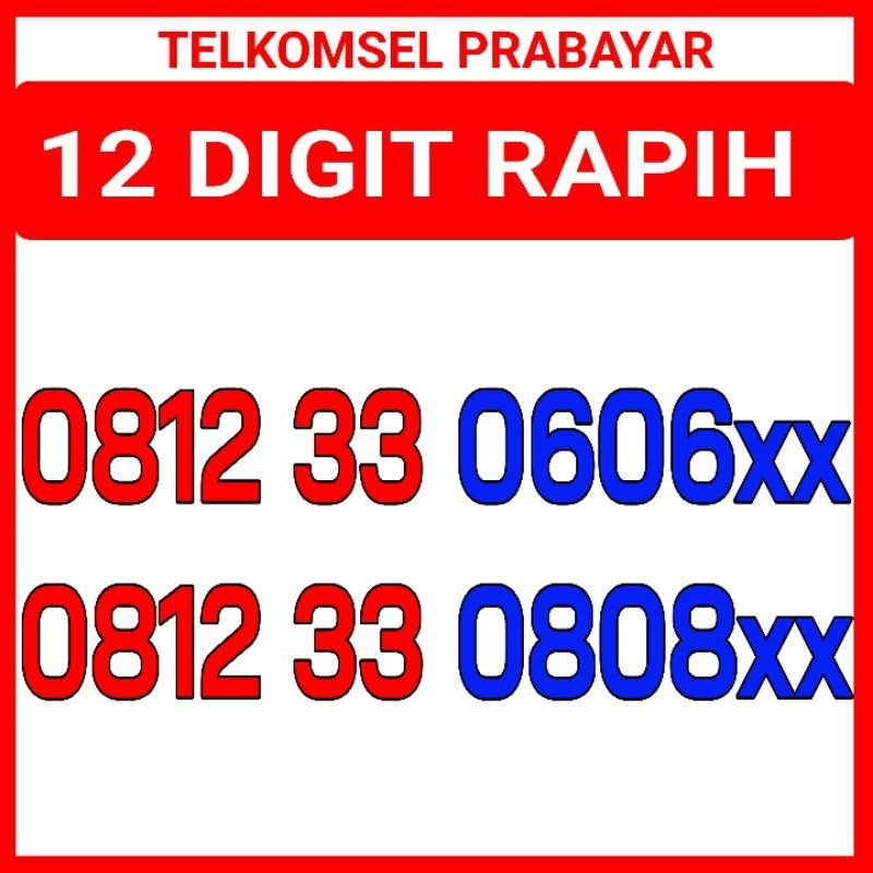 Nomor Cantik 12 Digit Telkomsel Prabayar Simpati Murah 0606 0808