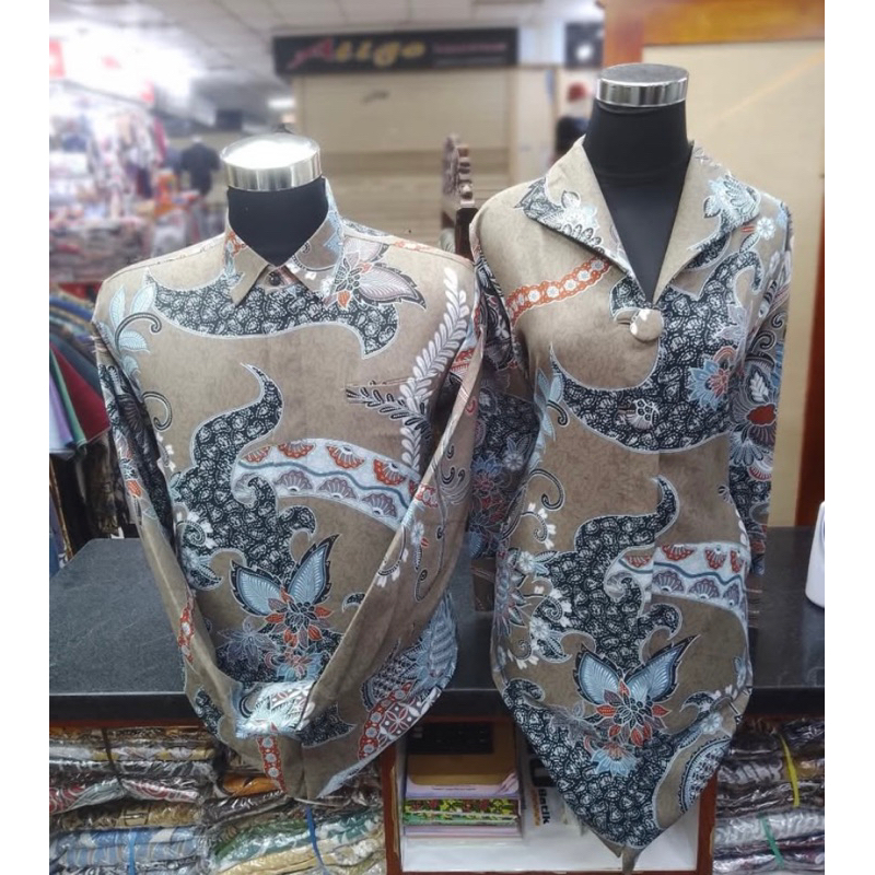 baju Batik katun couple full puring trikot / baju batik pria katun