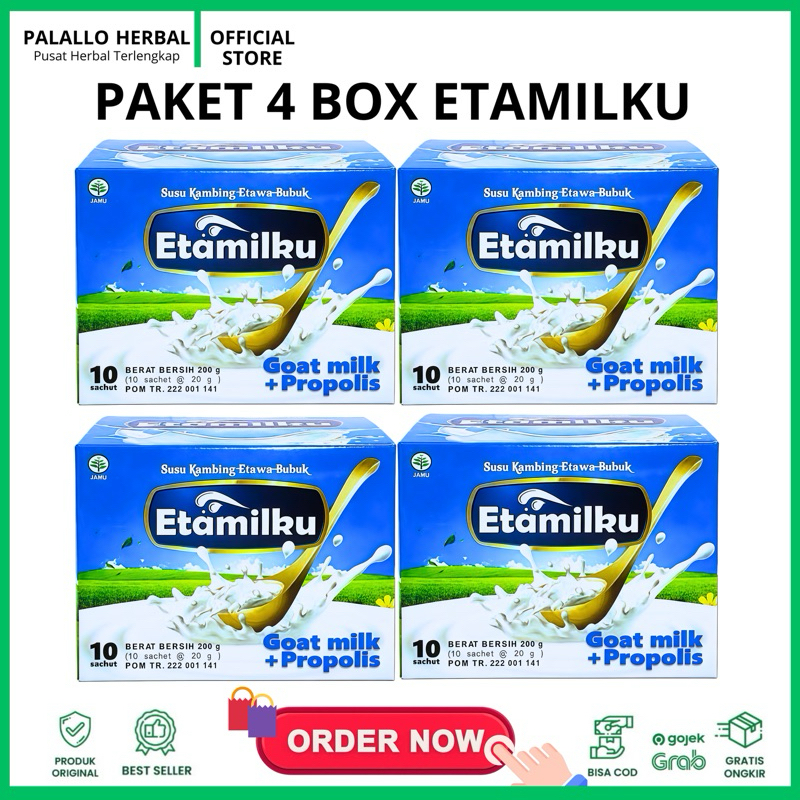 

BPOM PAKET HEMAT 4 BOX ETAMILKU Susu Kambing Etawa Bubuk Plus Propolis