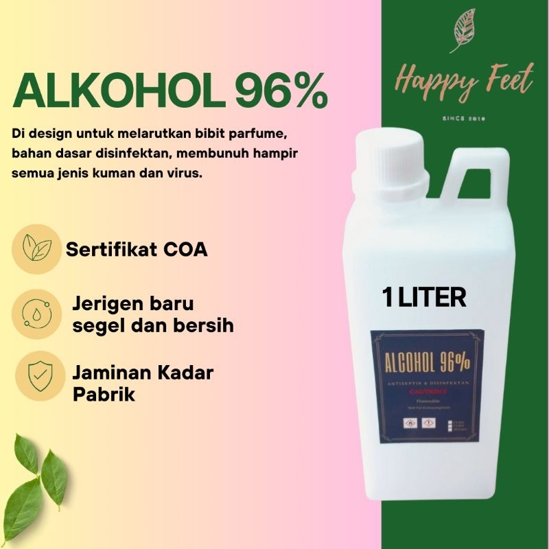 ALKOHOL 96% MURNI 1 LITER / ALKOHOL 96 PERSEN / ALCOHOL 96% / DISINFEKTAN / SANITIZER