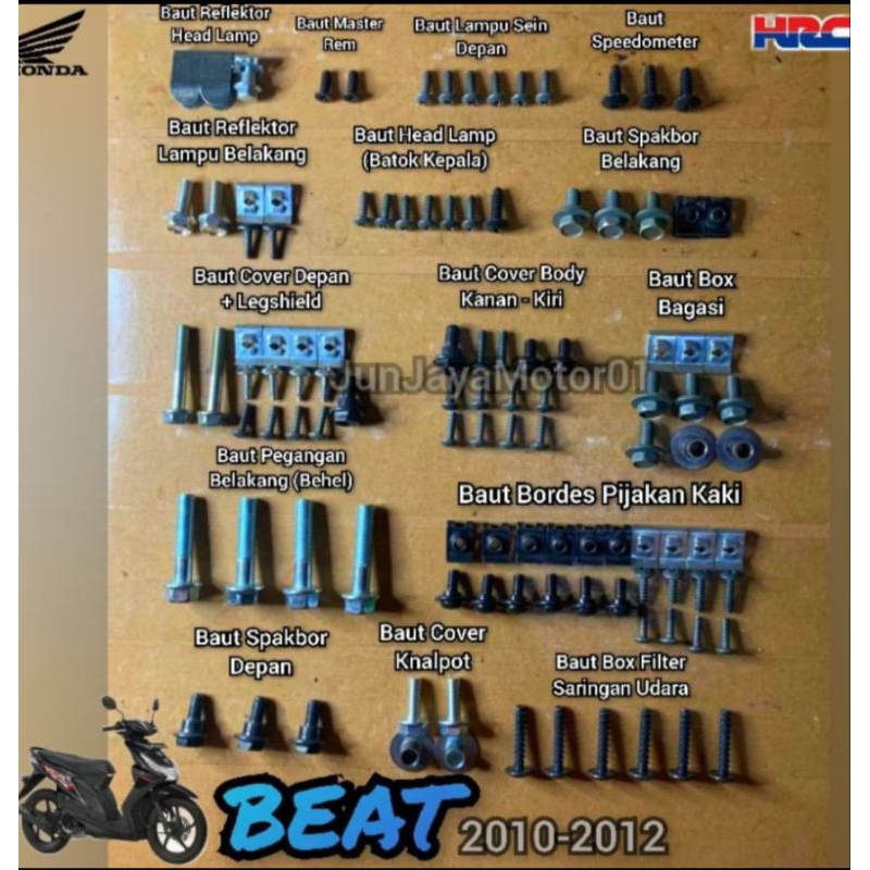 Baut lengkap full set body yamaha Beat 2010 - 2012