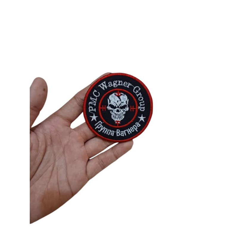 Patch Bordir Reproduksi Simbol Logo PMC Tentara Bayaran Wagner Group dengan Velkro Kasar