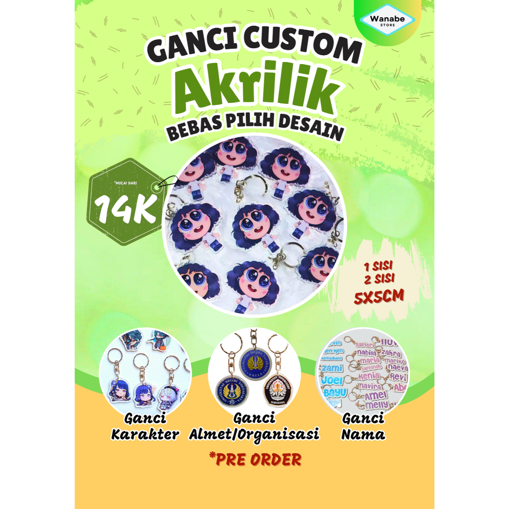 Ganci Akrilik Custom Satuan Gantungan Kunci Akrilik Custom Satuan Cutting Laser Printing UV