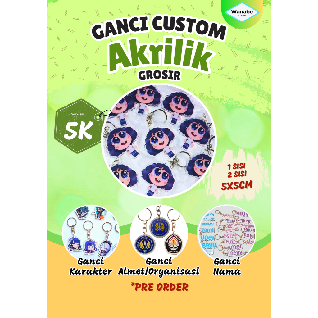 Ganci Akrilik Custom Grosir Gantungan Kunci Akrilik Custom Grosir Cutting Laser Printing UV