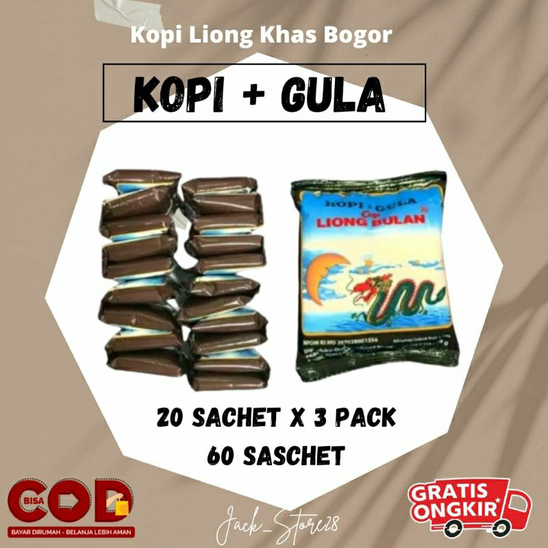 

PROMO KOPI LIONG ,KOPI+GULA 28GR 3 PACK ,ISI 60 PCS