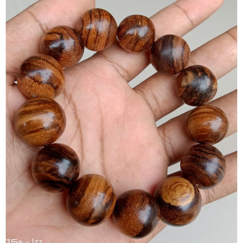 Gelang gaharu zebra jumbo ±18 mm wangi khas gaharu