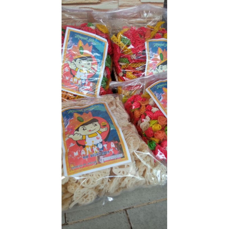 

KERUPUK SEBLAK 250 gram. Kerupuk mawar mini warna warni/krupuk mawar mini putih/krupuk kepang/kerupuk keong