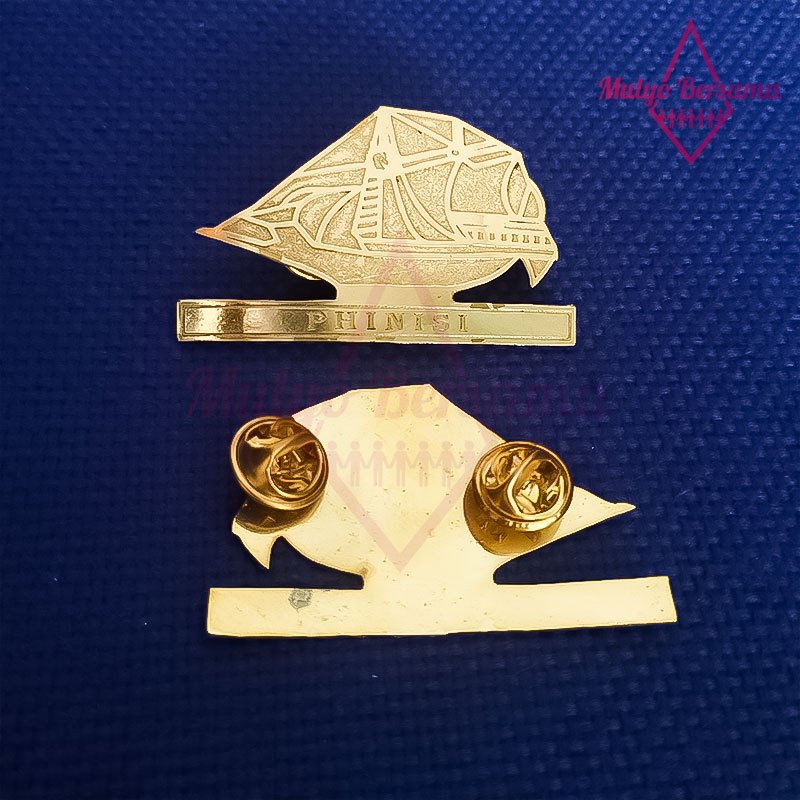 Pin Logo Phinisi Warna Gold Pin Bros Phinisi Logam Pin Perahu Pinisi - Mulyo Bersama