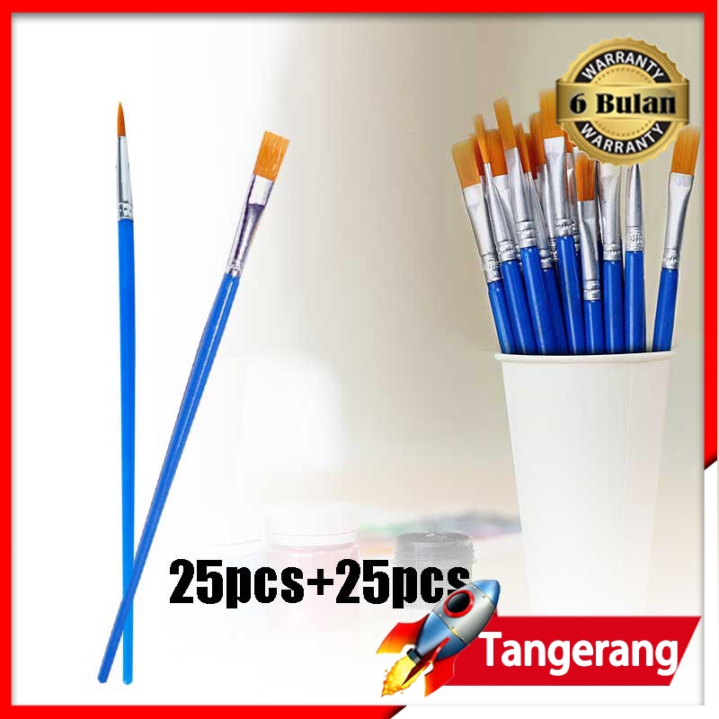 

50pcs/bag Kuas Lukis Set Paintbrush Paint Brushes Kuas Cat Minyak Dan Air