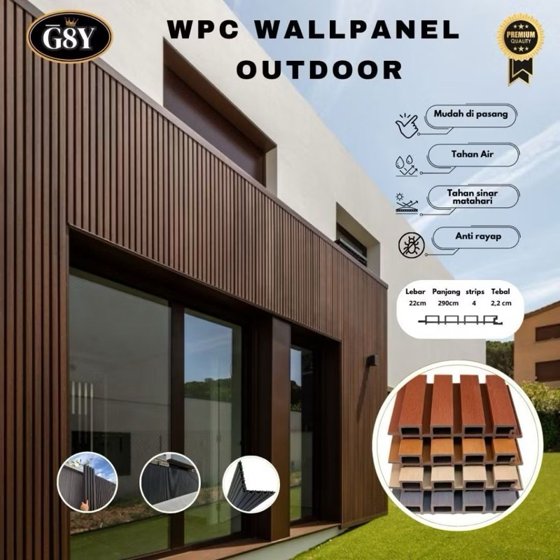 Wallpanel Outdoor Wood Panel Kisi Kisi WPC Outdoor Dinding / Pagar / Atap / WPC Outdoor Panel Exteri
