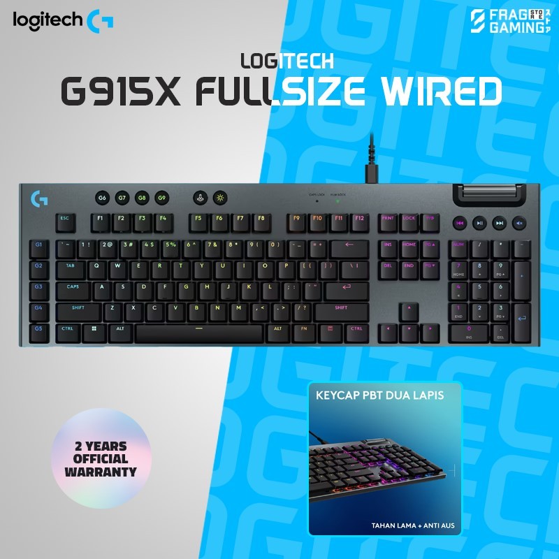 Logitech G915 X | G915X | G-915 X Wired Full Size Keyboard LIGHTSYNC RGB