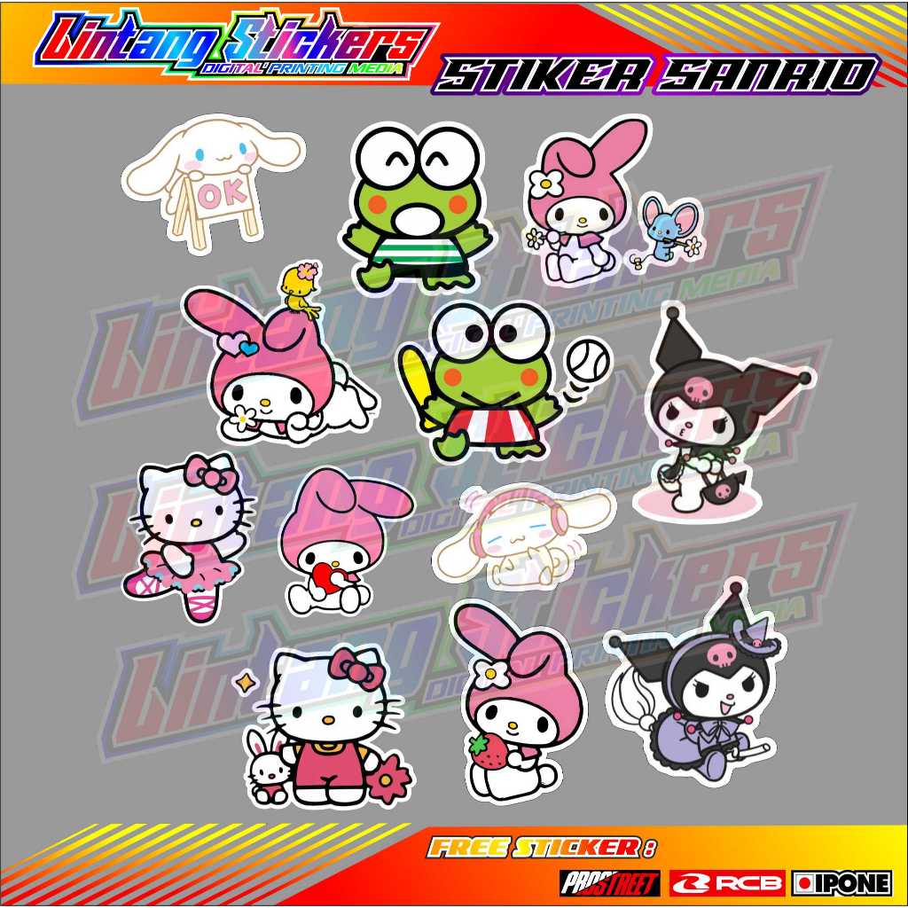 

STIKER PACK SANRIO KEROPI MELODY KUROMI CINAMOROL / STIKE WATERPROOF ANTI AIR