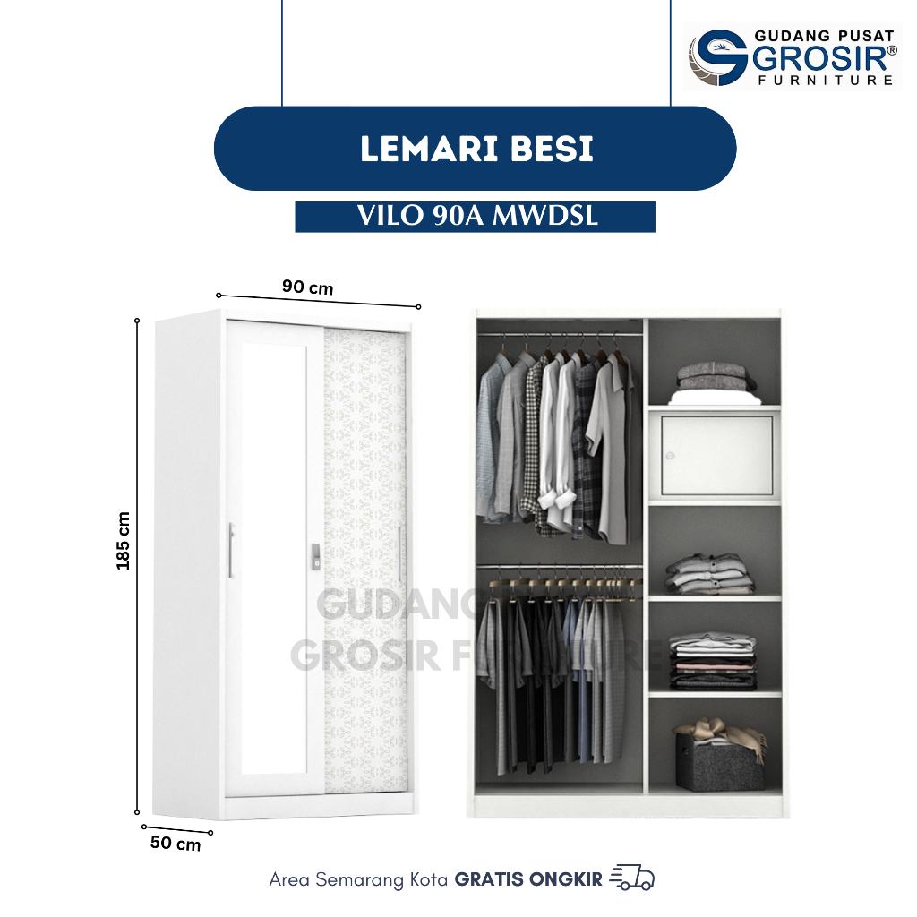 LEMARI BESI - Lemari Pakaian Besi Sliding / Pintu Geser - VILO