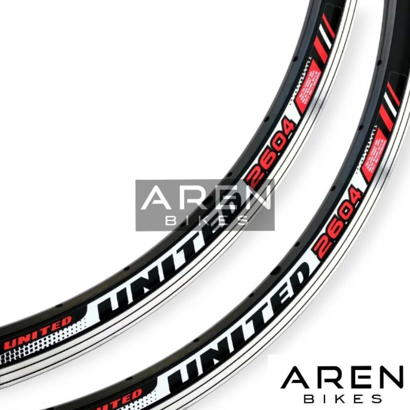 VELG SEPEDA 26 UNITED 2604 LUBANG 36 HOLE 36 DOUBLE WALL HITAM RIM RIMS ALLOY ALUMUNIUM MTB FEDERAL