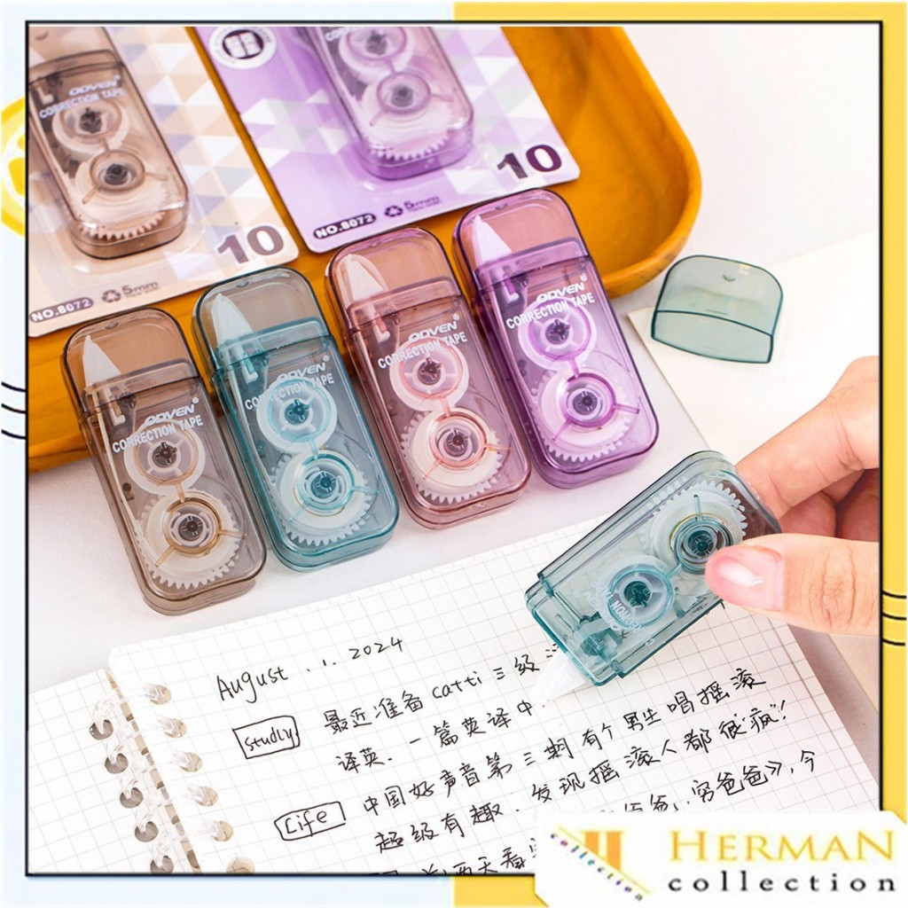 

HC Correction Tape Smoky Color 3 Meter Students Stationary School Supplies Multiple Color 3M Penghapus Pena Roll Kertas