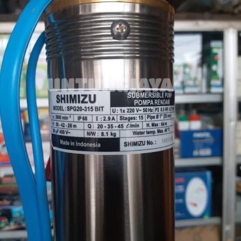 POMPA SHIMIZU SPG 20 315 KABEL 40 METER 1/2 HP / POMPA SHIMIZU SUBMERSIBLE PUMP SPG 20 315 Kabel 40m