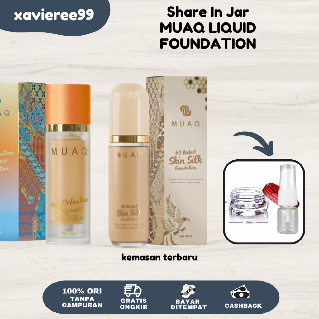 (Share in Jar) MUAQ High Definition Longwear Liquid Foundation Sumatera Jawa Kalimantan Sulawesi Pap