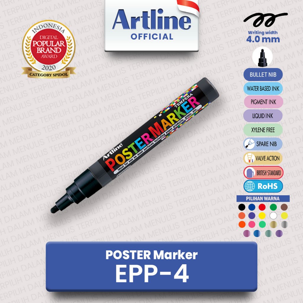 

(LIVE) ARTLINE Spidol Poster Marker 4 mm EPP-4 Gouache 2