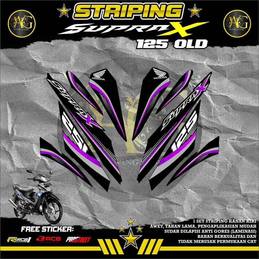 striping honda  supra x 125 old-striping sticker honda supra x 125 old motif simpel list01