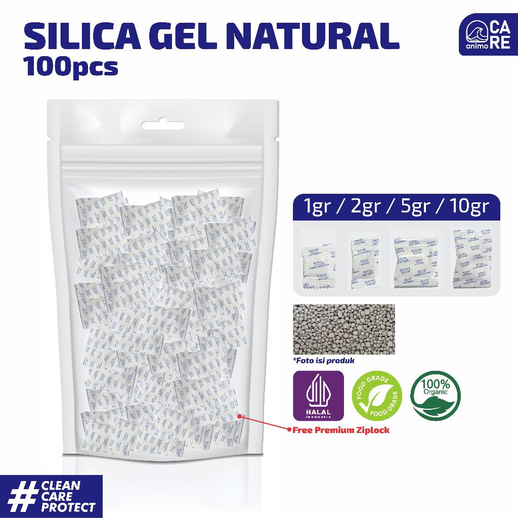 Animo Care - Silica Gel Natural 100pcs / Silica Gel Natural Food Grade , Sepatu , Tas , Jaket , Paka