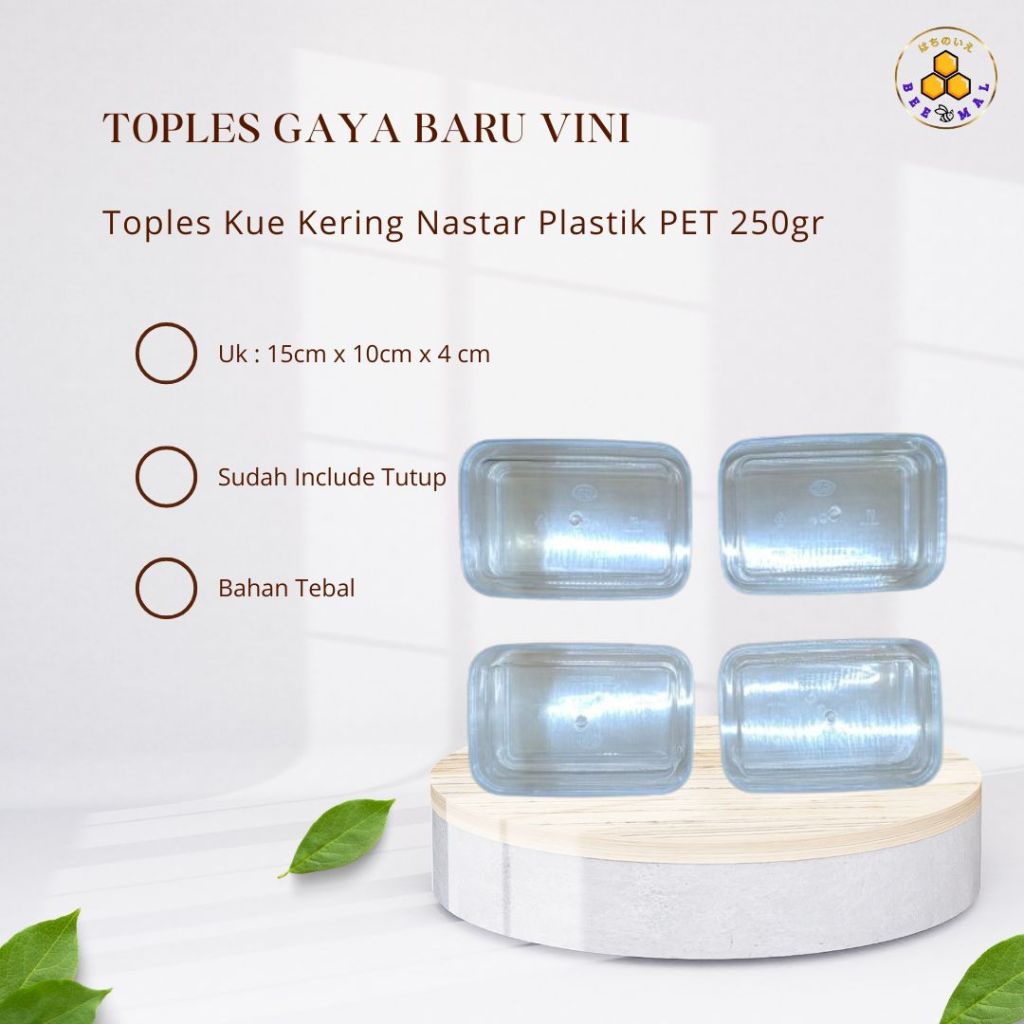 Toples Gaya Baru Toples Vini Kue Kering Nastar Plastik Mika 250 Gram
