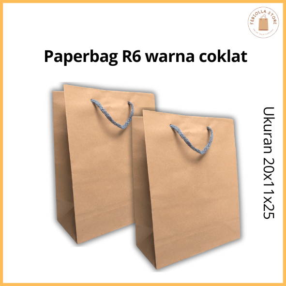 

PAPER BAG R6 COKLAT POLOS JUMBO BESAR TAS KEMASAN BAHAN CRAFT UKURAN 20X11X25