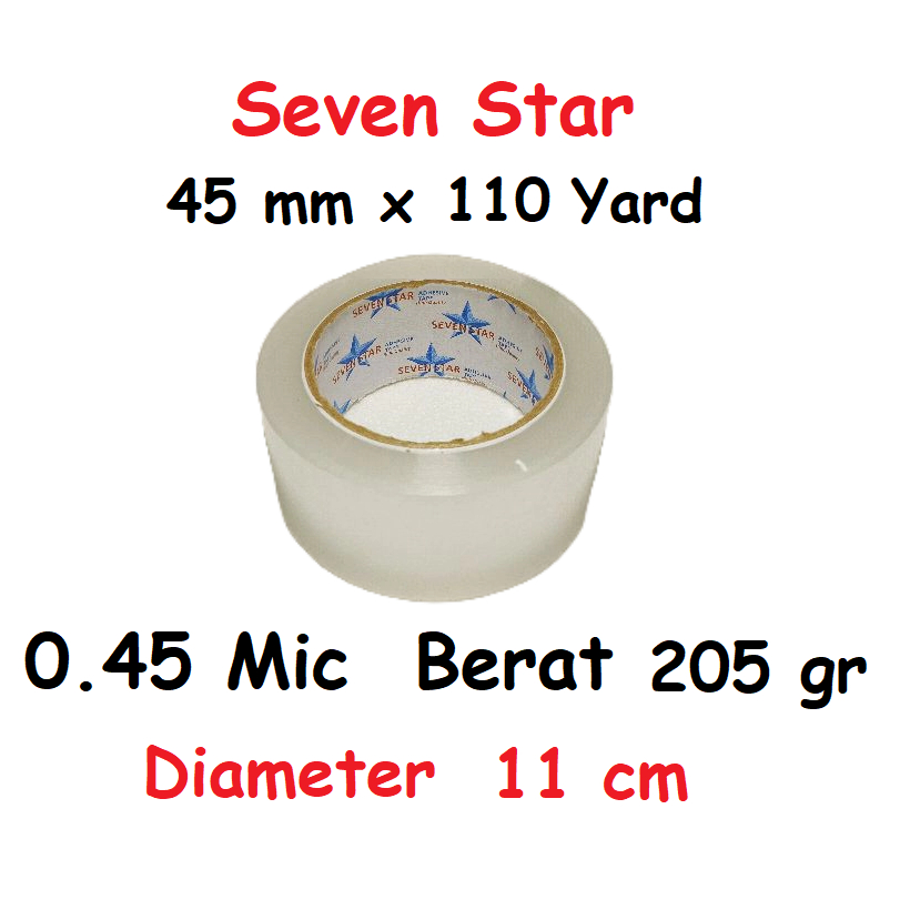 

Seven Star Lakban 45 mm x 110 Yard Terjamin Ukuran & Super Lengket