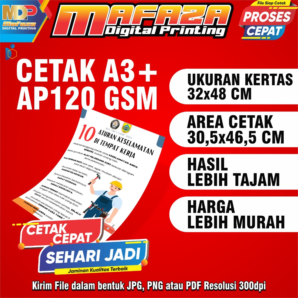

CETAK A3+ ART PAPER 120 [ 1 SISI ] / PRINT A3+ ART PAPER 120 GSM / BROSUR / FAMLET