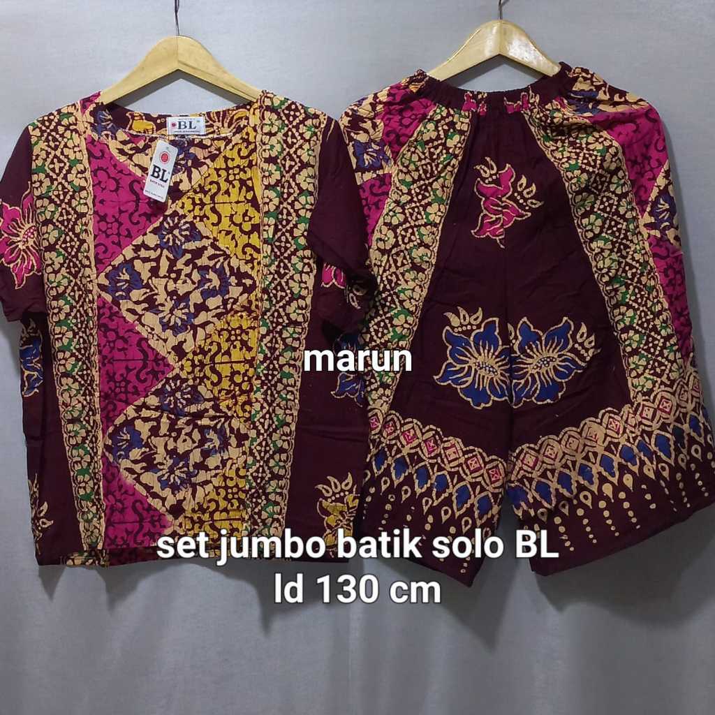 Setelan celana kulot Jumbo Wanita Terbaru Batik Solo kekinian ld 130 cm