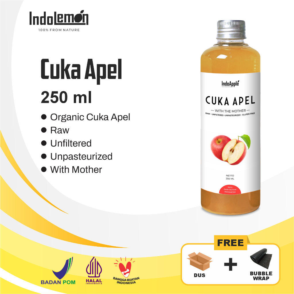 

IndoApple - Cuka Apel Organik 250ml Original Apple Cider Vinegar Untuk Diet Detox Alami
