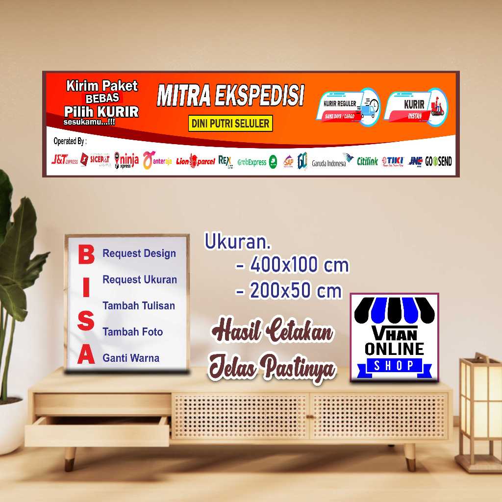 Cetak Spanduk Banner Mitra Ekspedisi atau Agen Kurir Bahan Bagus