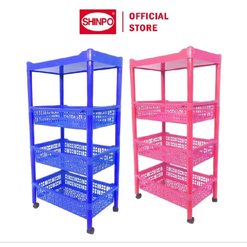 Rak Salon / Rak Dapur Plastik Dengan Roda 4 Susun Multifungsi
