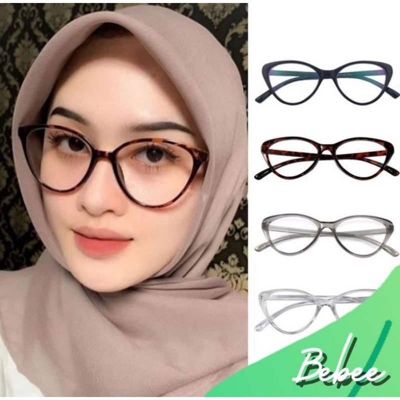 Kacamata Korea Wanita Kacamata Anti Radiasi Fashion Cat Eye retro flat Eyeglasses