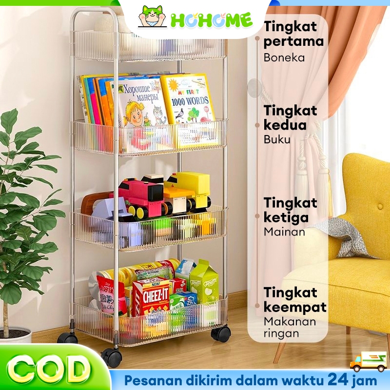 HOhome Rak Dapur susun plastik rak plastik 4 susun Rak Toilet rak plastik susun serbaguna