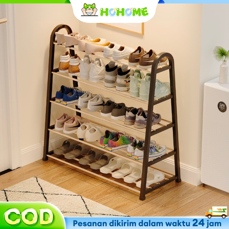 HOhome Rak sepatu plastik rak sepatu plastik 4/5 susun rak sepatu kecil rak sepatu plastik murah