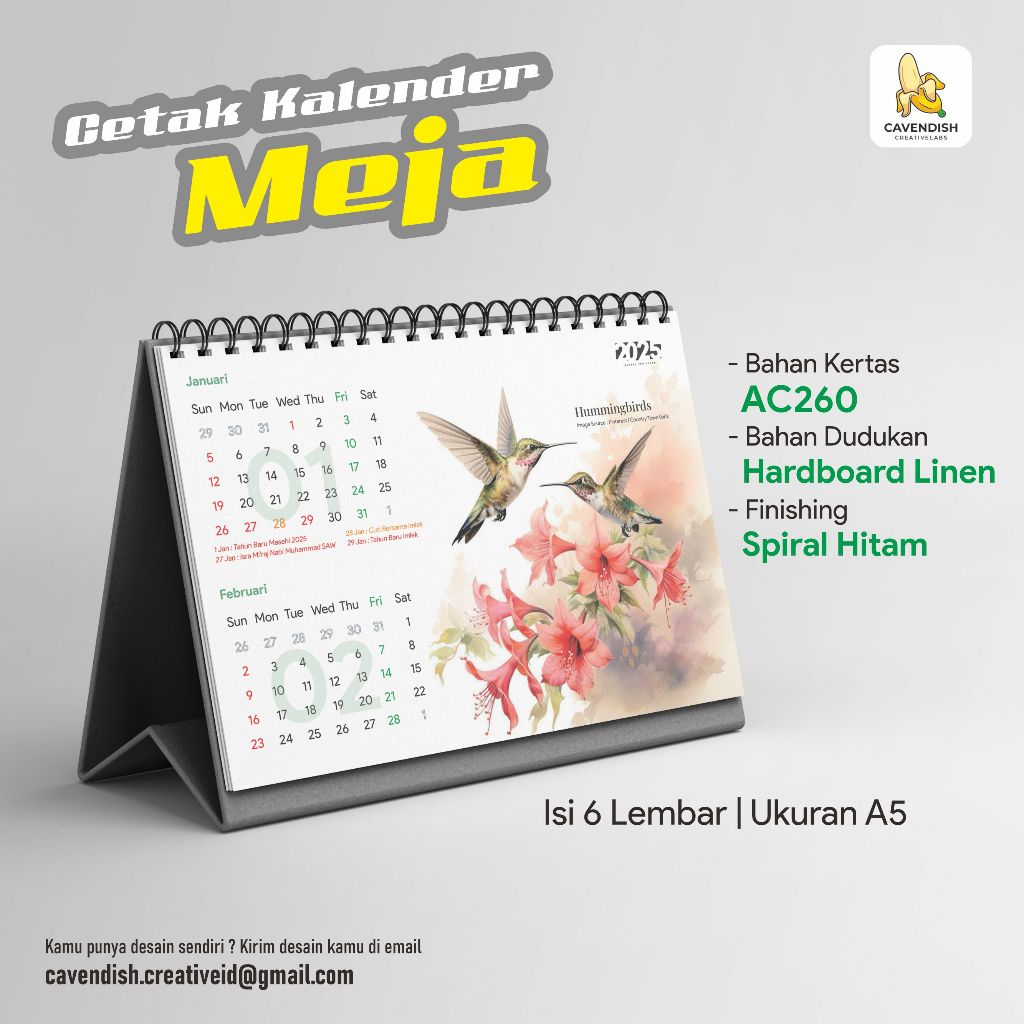 

Kalender 2025 | Kalender Meja Aesthetic | TEMA BURUNG | A5 | Hardcover | Spiral