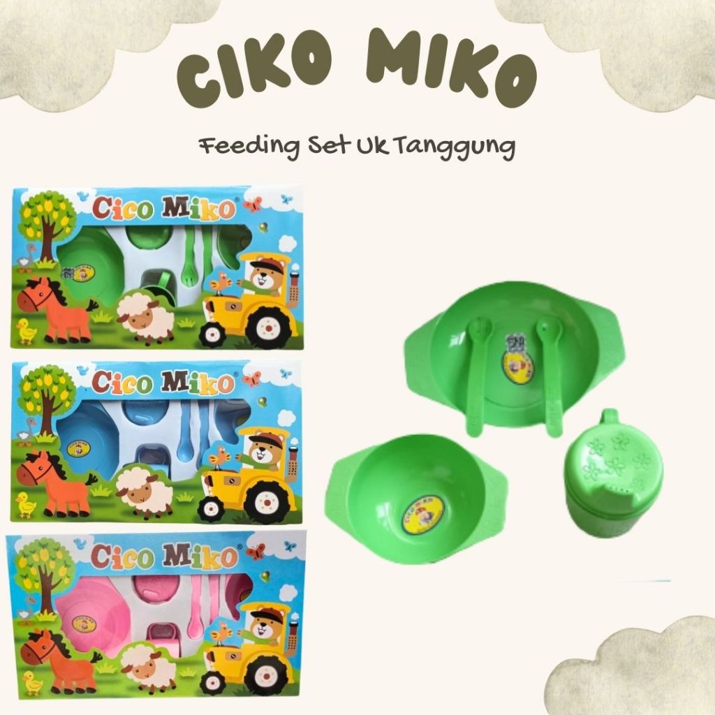 Ciko Miko Perlengkapan Makan Bayi Set Plastik Tanggung