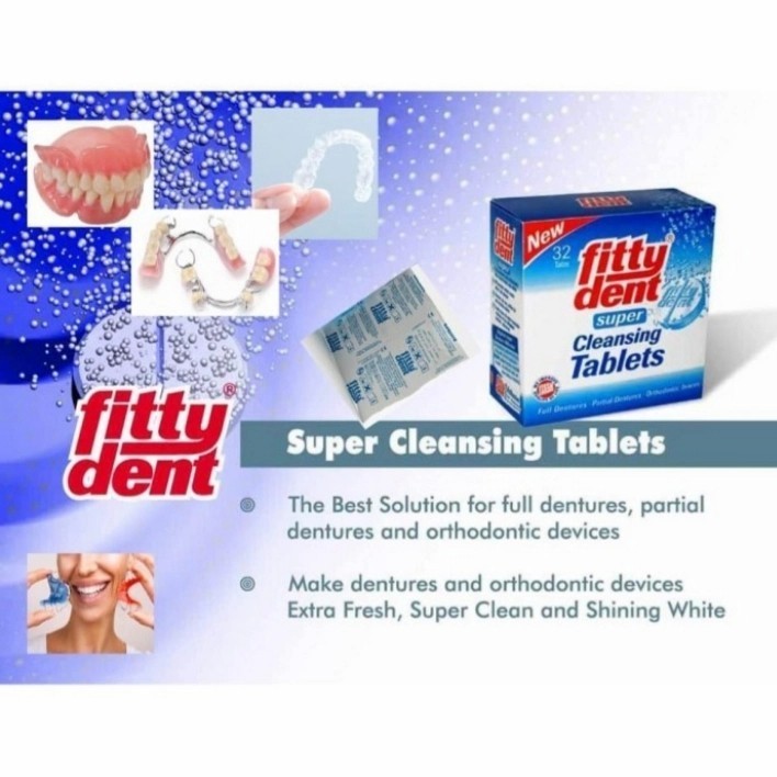 Pembersih Gigi Palsu Fittydent Super Cleansing Tablet Freshen Clean 16 tablet ****