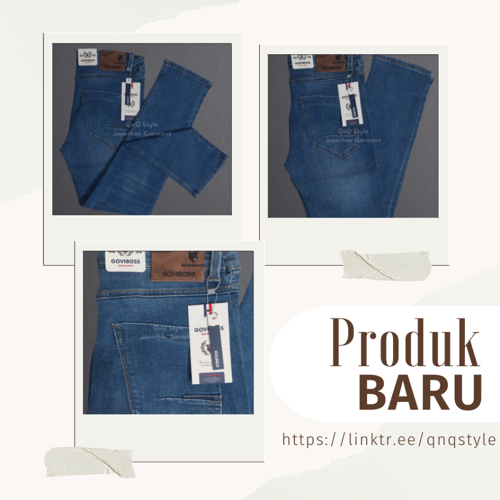Goviboss Celana Panjang Jeans Pria Light Blue Premium Stretch Slim Fit Size 29 - 38