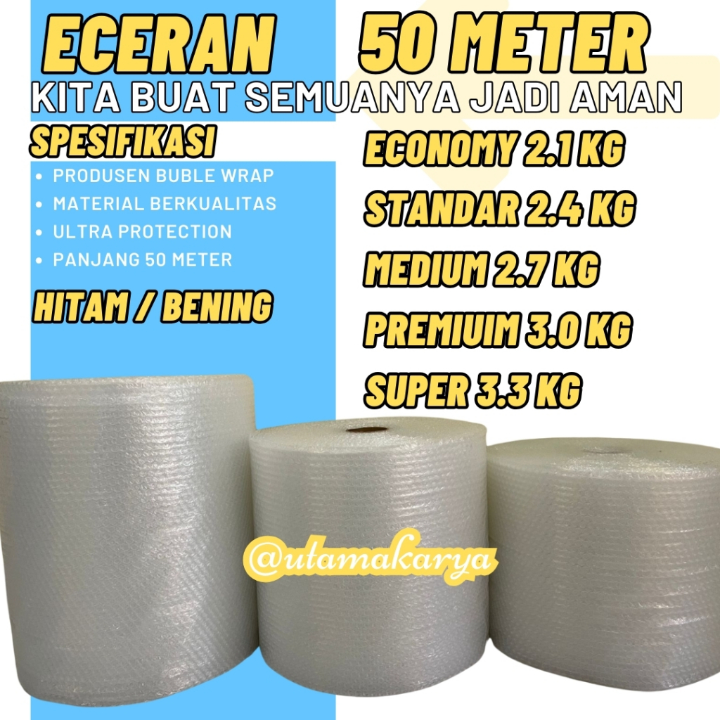 

BUBLE WRAP 50 CM x 50 METER PACKING BUBLE PLASTIK GELEMBUNG
