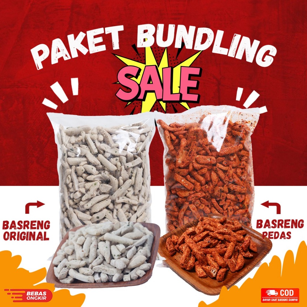 

RB BASRENG 1KG Paket Hemat Snack Mix Pedas Original dengan Daun Jeruk