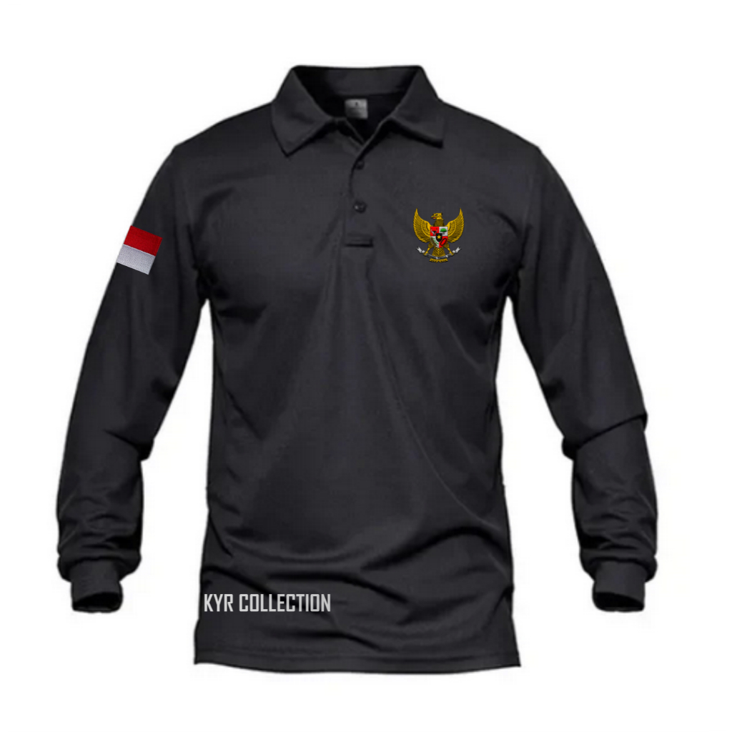LOGO BENDERA GARUDA Kaos Kerah Pria Wanita Logo Pancasila Bendera Garuda Lengan Panjang Bahan Lakost