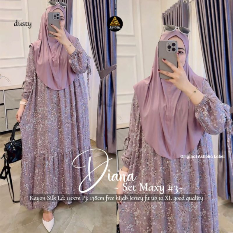 Baju Gamis Wanita Premium Diana Set Maxy 3 By Ashoka Label