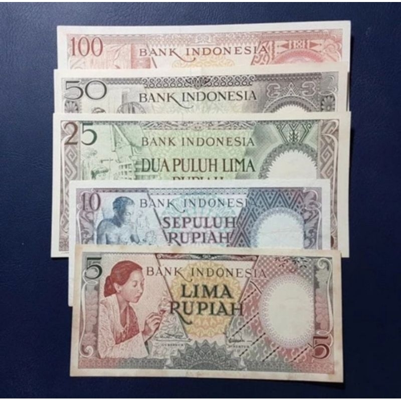 SET SERI UANG KUNO PEKERJA 5 10 25 50 100 TH 1958