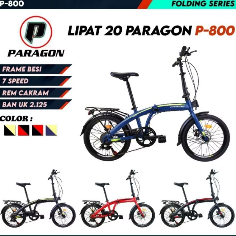SEPEDA LIPAT REMAJA / DEWASA 16 / 20 INCH PARAGON P800 CAKRAM DISK BRAKE HUNTER P-800 H-600 H500 600