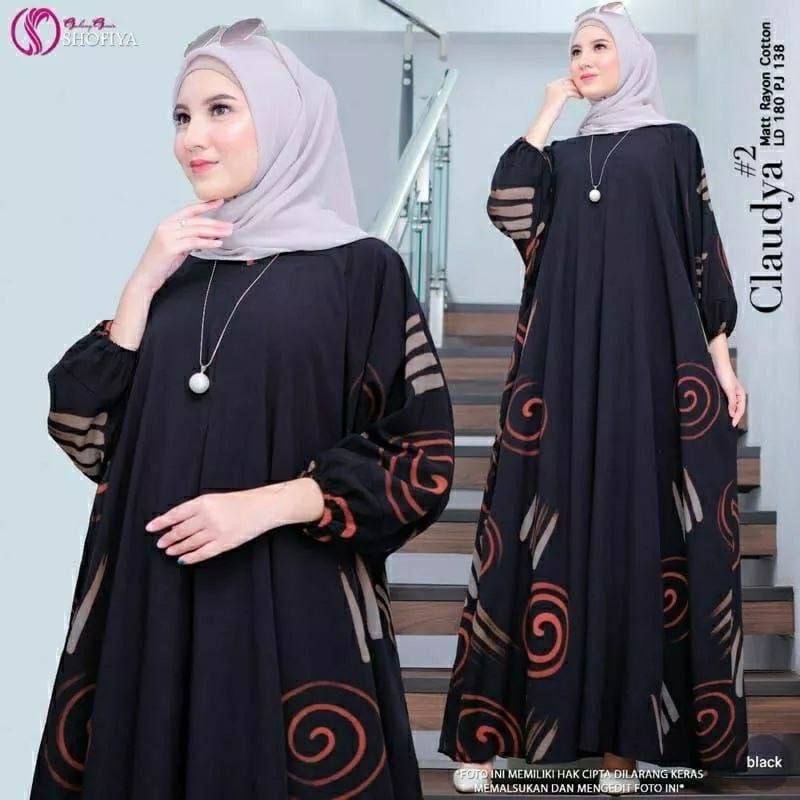 Daster Jumbo Claudia Kaftan Bahan Rayon